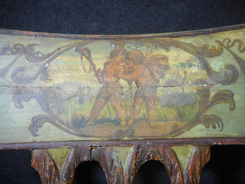 Set di 6 sedie a putti laccate del XVIII secolo