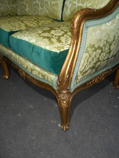 Duchesse En Bois Doré Et Soierie époque XIXe