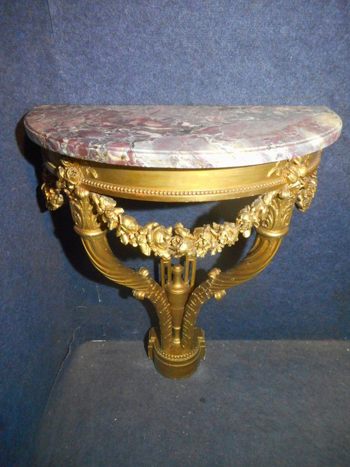 Paire De Console Aux Cornes d'Abondance En Bois Doré époque XIXe