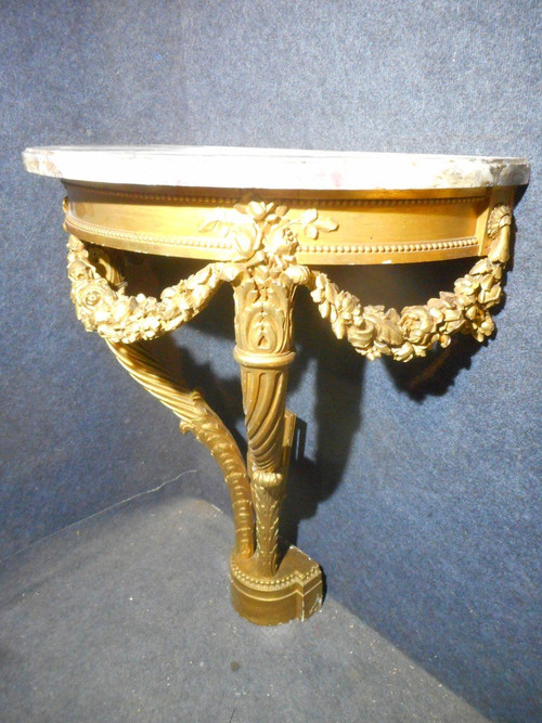 Paire De Console Aux Cornes d'Abondance En Bois Doré époque XIXe