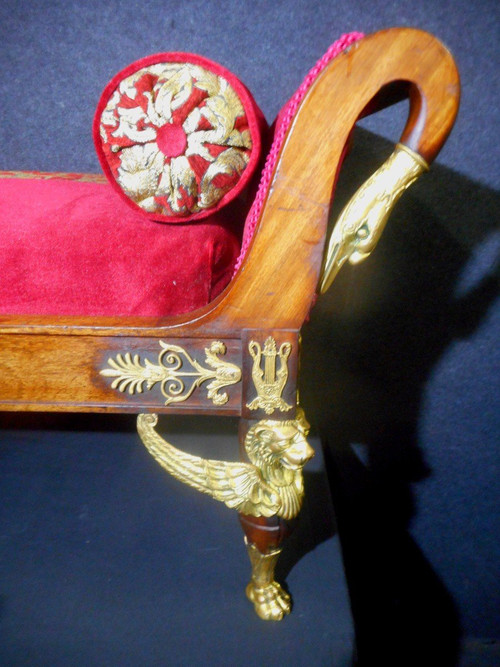 Meridiano in mogano e bronzo dorato, periodo Impero