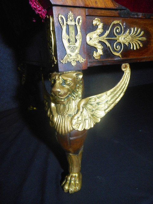 Meridiano in mogano e bronzo dorato, periodo Impero