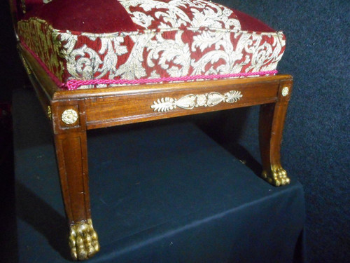 Repos Bed In Mahogany And Gilded Wood Empire Period With Swan Neck