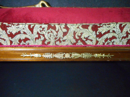 Repos Bed In Mahogany And Gilded Wood Empire Period With Swan Neck