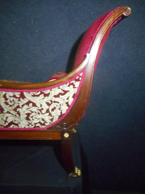 Repos Bed In Mahogany And Gilded Wood Empire Period With Swan Neck