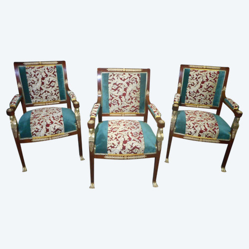 Set Of Empire Period Mahogany And Bronze Armchairs