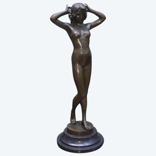 "The Awakening", Important bronze sculpture of a woman signed PITTA LUGA