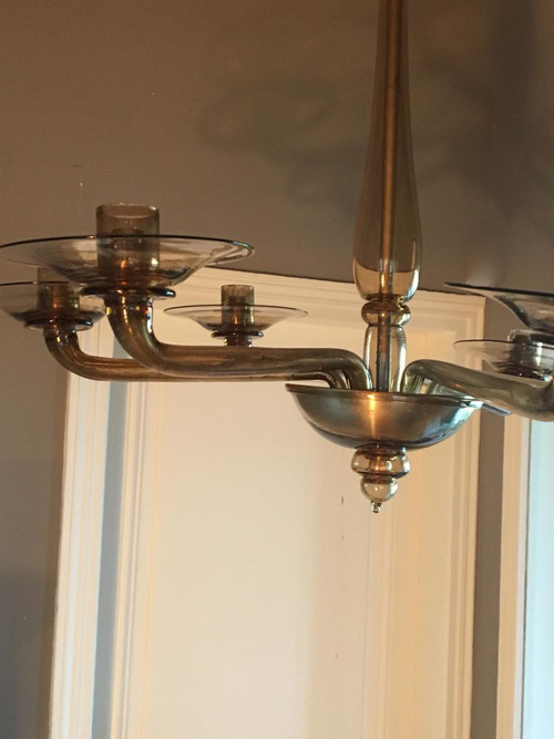Lustre En Verre Soufflé Des Années 60