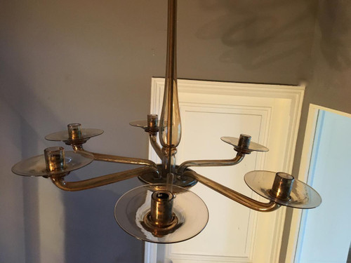 Lustre En Verre Soufflé Des Années 60