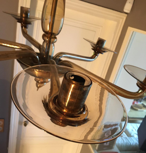 Lustre En Verre Soufflé Des Années 60