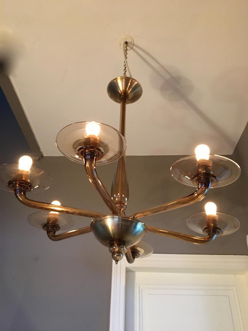 Lustre En Verre Soufflé Des Années 60