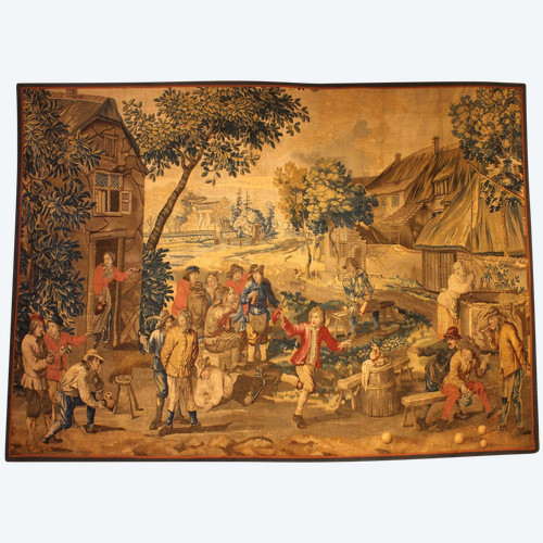 Tapisserie De Bruxelles d'Après Teniers Circa 1700