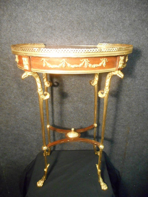 Pedestal Table By Henry Dasson In Gilt Bronze And Marquetry Dated 1888