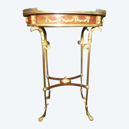 Pedestal Table By Henry Dasson In Gilt Bronze And Marquetry Dated 1888