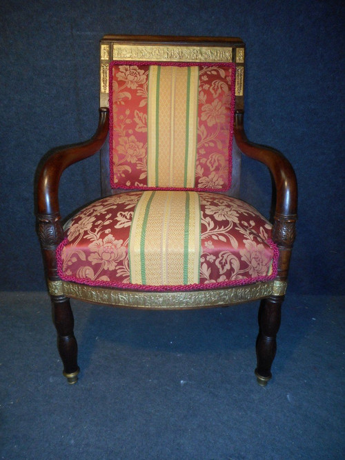 Series Of Restoration Period Armchairs Attributed To Jacob In Cuban Mahogany And Gilt Bronze