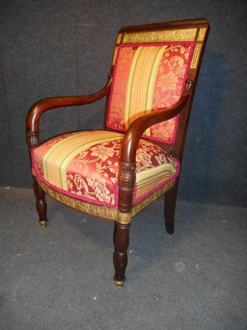 Series Of Restoration Period Armchairs Attributed To Jacob In Cuban Mahogany And Gilt Bronze
