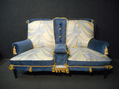 Napoleon III period sofa, Pierre Balmain fabric