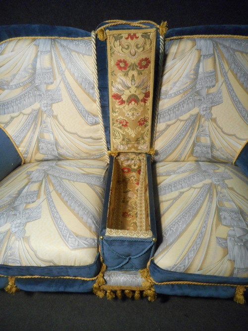 Napoleon III period sofa, Pierre Balmain fabric