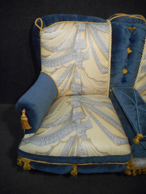 Napoleon III period sofa, Pierre Balmain fabric