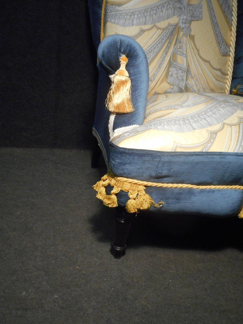 Napoleon III period sofa, Pierre Balmain fabric