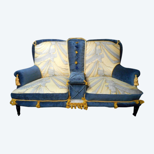 Napoleon III period sofa, Pierre Balmain fabric