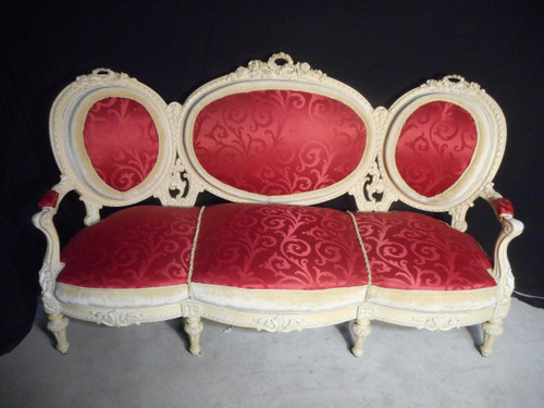 Large 19th century lacquered sofa Modèle De Château