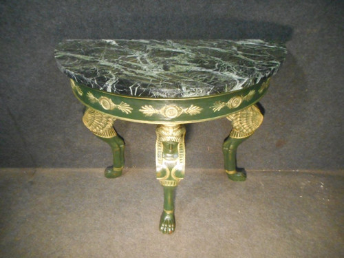 Empire Period Lacquered And Gilded Wood Console With Sphinges