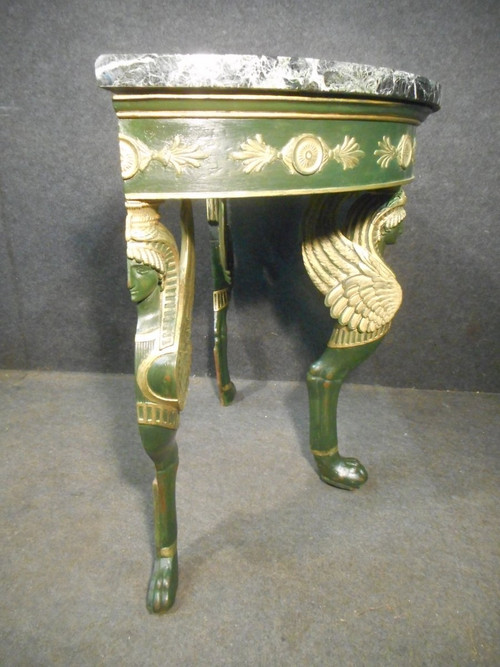 Empire Period Lacquered And Gilded Wood Console With Sphinges
