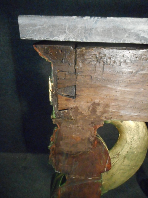 Empire Period Lacquered And Gilded Wood Console With Sphinges