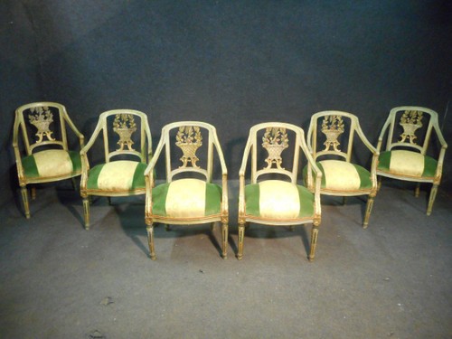 18th Century Provençal Living Room Set In Lacquered And Gilded Wood