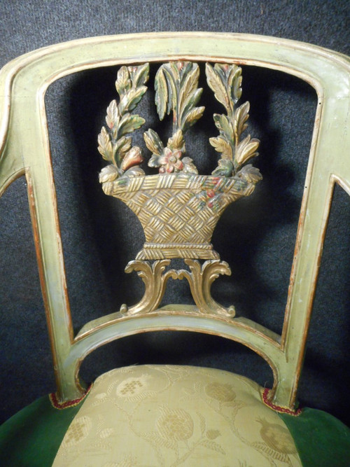 18th Century Provençal Living Room Set In Lacquered And Gilded Wood