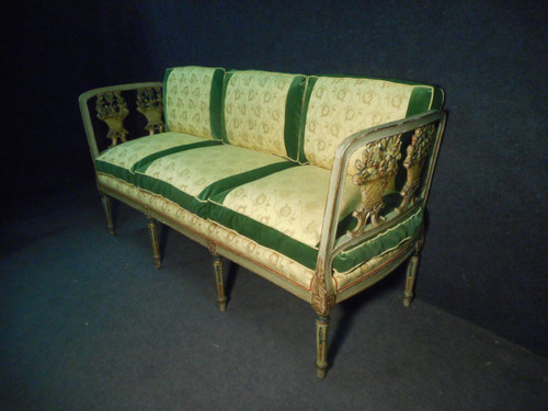 18th Century Provençal Living Room Set In Lacquered And Gilded Wood