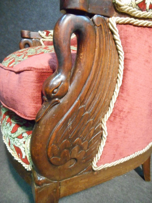 Paire De Bergère époque Empire En Acajou De Cuba