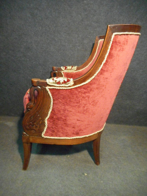 Paire De Bergère époque Empire En Acajou De Cuba