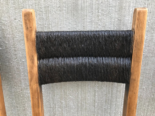 Suite de 4 chaises en paille, circa 1960