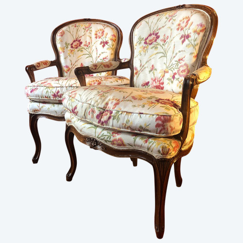 Stamped Porrot, pair of large cabriolets, Louis XV period