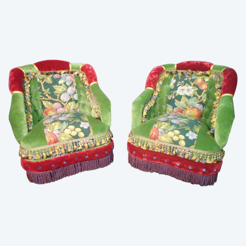 Set da salotto con bottoni d'epoca Napoleone III
