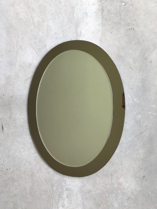 Galvorame Metalvetro mirror, Italy, Circa 1970.