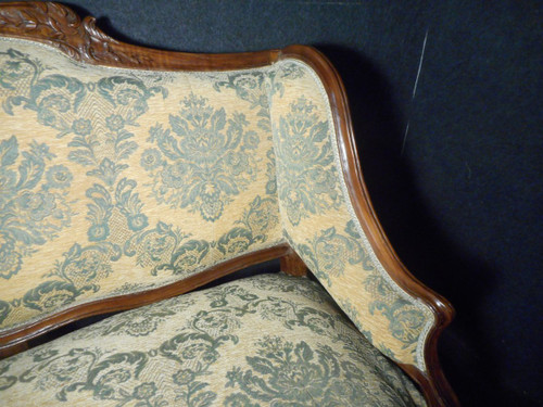 Divano in stile Luigi XV in noce timbrato Jean Baptiste Boulard