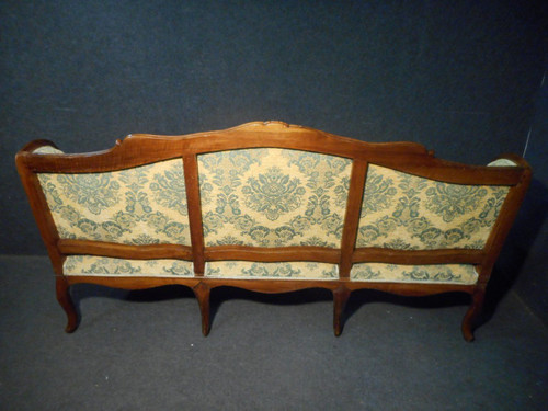 Divano in stile Luigi XV in noce timbrato Jean Baptiste Boulard