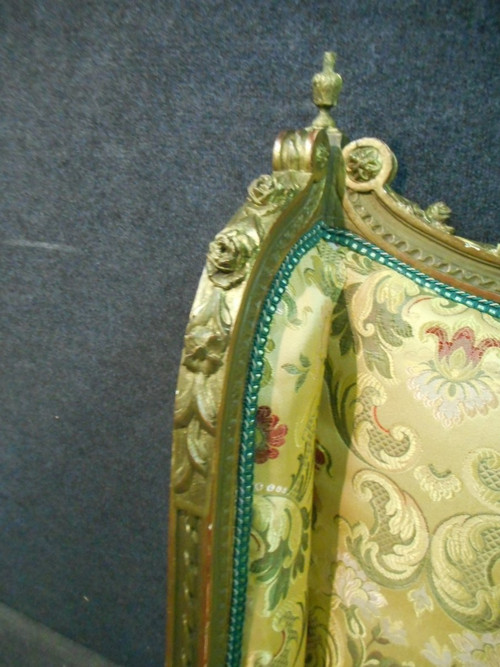 Large Pair Of 19th Century Bergères In Lacquered And Gilded Wood
