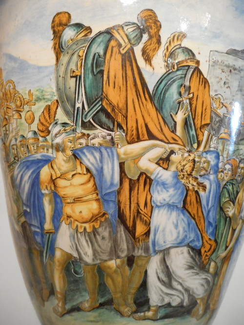 Large Pair Of Urbino Majolica Vases 19th Century