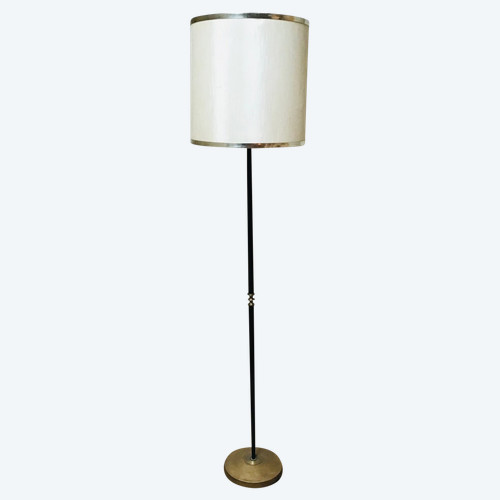 Lampada da terra in metallo laccato nero, anni '50.