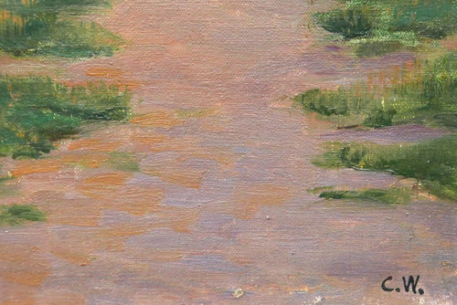 Charles Joseph Victor WISLIN, Animated river bank with a boat (the Somme?)