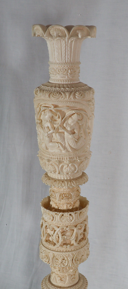 Large Ivory Lamp Height 64 Cm, India circa 1920-1930