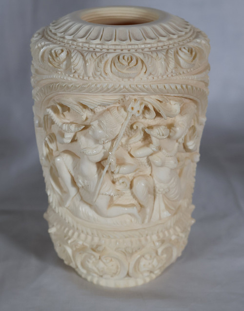 Large Ivory Lamp Height 64 Cm, India circa 1920-1930