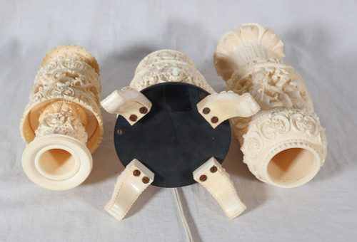 Large Ivory Lamp Height 64 Cm, India circa 1920-1930
