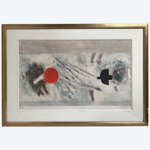 Lithographie abstraite en relief.