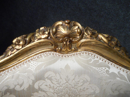 Paire De Fauteuils Corbeille En Bois Doré époque Début XIXème