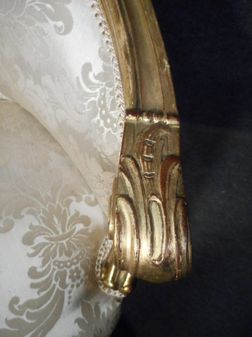 Paire De Fauteuils Corbeille En Bois Doré époque Début XIXème